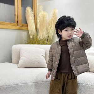 Down Coat Boys Girls One Piece Autumn Winter Lightweight Jacket Soft White Duck Unhooded All-match Warm Outdoor Sport