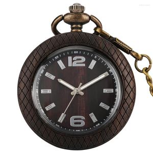 Relógios de bolso vintage relógio de madeira pingente de quartzo masculino feminino corrente de peito acessório relógio antigo colecionável taschenuhr