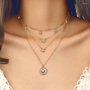 Hänge halsband mode kvinnors flerskiktsstjärna halskedja manuell halsband kombination