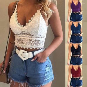 Camisoles tanques mulheres rendas profundo decote em v sexy bralette sem costas lingerie roupa interior macio floral sutiãs almofada femal camisola