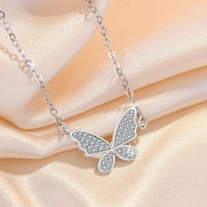 Pendanthalsband Fahion Lady Zircon Butterfly Necklace For Women Jewelry Clavicle Girl Girlentines Day Gift Collares