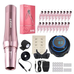 Maschine Mast P30 Tattoo Stift Set 2 Modus Oled Display Netzteile 20 stücke Rl Wjx Pmu Patrone Nadeln Permanent make-up Hine Kits