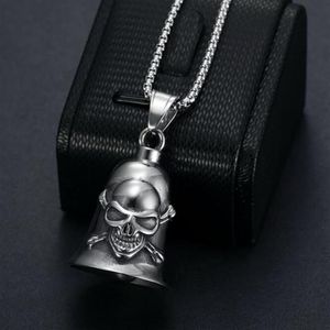 Hip Hop Rock Edelstahl Totenkopf Glocke Anhänger Halskette für Männer Punk Schmuck verblasst nie Gift266d