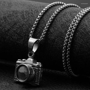 Ожерелья с подвесками, модное прямоугольное ожерелье из титановой стали из нержавеющей стали с камерой, геометрический орнамент, ювелирное изделие, подарок