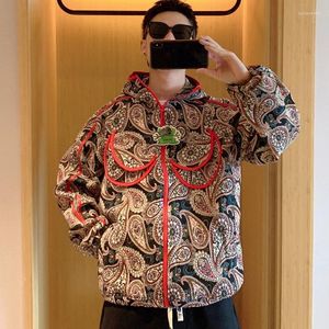 Mäns jackor 2023 Höst och vinter för män med kinesisk stil Etnisk blommig hoodie National Wind Loose Clothing Clothing