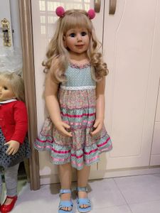 100 cm harte Vinyl-Puppe für Kleinkinder, Prinzessin, blondes Mädchen, Spielzeug wie echte 3-jährige Größe, Kinderkleidung, Po-Modell, Anzieh 231229