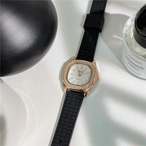 Wristwatches Retro Square Quartz Luxury Stainless Dial Casual Wrist Watches Rubber Strap Fashionable Clock Waterproof Wristwatch For Women