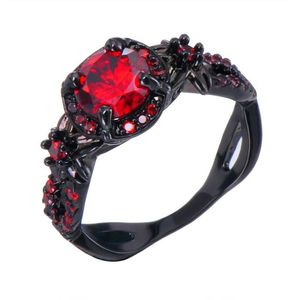 Victoria Wieck retro coola smycken 10kt svart guldfylld rubin simulerade diamant ädelstenar bröllop engagemang kvinnor band runda ring274i