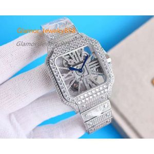 7A JKBJ WRISTWATCH DIGNER Custom Skeleton Sier Moissanite Diamond Watch Pass TtTed Quartz Movement Top Men's Frozen Sapphire Fullt-Jewelled