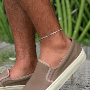 Rope Anklet, 14K White Gold Rope Ankle, Anklets Bracelets for Men Women, Adjustable Twisted Rope Bracelet Gift