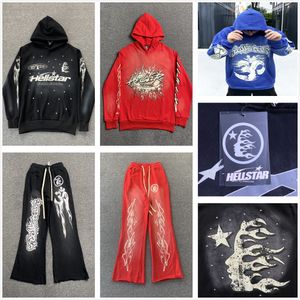 Erkek Hoodie Hellstar Hoodie Designer Hoodies Trailsuit Sweatshirts Portre Yüksek Sokak Gelgit Kalınlaştırılmış Eski Boyalı Cepler Yapmak İçin Vintage Wash