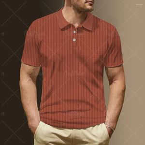 Herrpolos fast färg rand polo skjorta 3d tryck manlig kort ärm tee lapel knapp modesweatshirt sommar man stor storlek topp