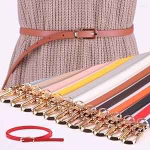 Bälten 2023 Faux Leather Thin Belt Girls Candy Color Skinny midja Kvinnor Justerbar enkel solid trendig midjeband