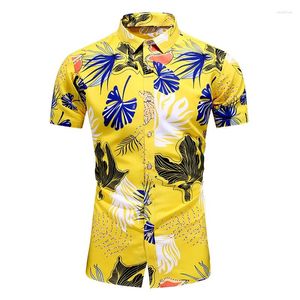 Männer Casual Hemden Ankunft Blumenhemd Männer Sommer Mode Persönlichkeit Druck Kurzarm Männlich Plus Größe Strand Hawaiian 7XL