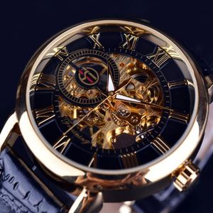 Zegarek grawerowania logo 3D Mężczyźni Mężczyzny marka luksusowy zegarek złoty mężczyzna mechaniczny szkielet zegarku Masculino Clock Men2658