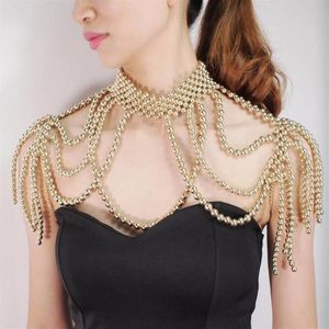 Brand White Black Red Pearl Necklace Collar Women Handmade Wedding Party Ladies Pearl Bead Shawl Cape Choker Necklace Jewelry269i