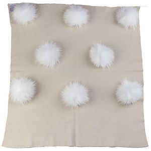 Одеяла, теплое шерстяное пеленальное одеяло для новорожденных, дорожное спальное постельное белье, пеленки, подарок на день рождения с помпонами из натурального меха 8 13 см