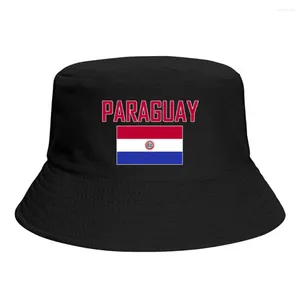 Berets PARAGUAY Flag Bucket Hats Print Cool Fans Sun Shade Simple Classic Outdoor Summer Fisherman Caps Fishing Cap