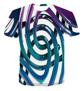 Magliette da uomo Estate Tecnologia stereoscopica 3D da ragazzo T-shirt da abbigliamento stampata alla moda Casual divertente Top grande manica corta.