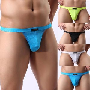 Cuecas masculinas sexy t-back g-string tanga biquíni sem costas roupa interior íntima malha pura bolsa breve gays calcinha briefs