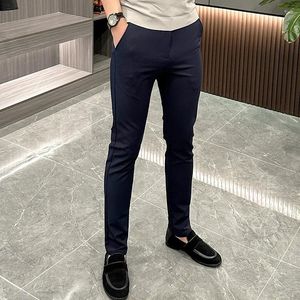 Pantaloni da uomo Moda Business Uomo Autunno Inverno Casual Matita Slim Fit Semplice Stile Classico Nero Navy Uomo Ufficio Peluche Pantaloni