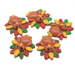 Flores decorativas 20/50 peças atacado adoráveis animais resina amuletos de parte traseira plana para decoração de cabelo faça você mesmo