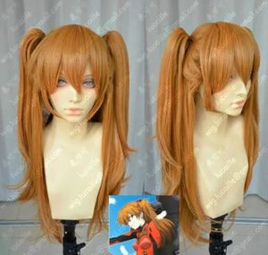 Peruklar eva asuka soryu asuka langley portakal klip ponytail cosplay peruk saç ücretsiz gönderim