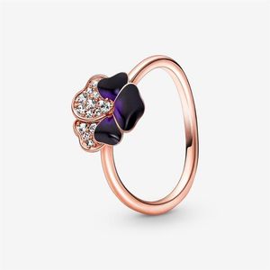 100% 925 Srebrny purpurowy pierścionek z kwiatami Deep Purple Purple Forsy For Wesder