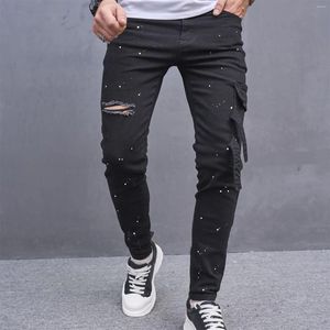 Jeans masculinos conforto estiramento denim perna reta calças relaxadas para homens jean camisas dos homens magro alto 560 36x30