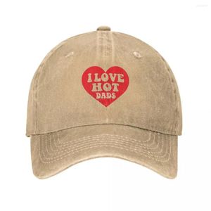 Ball Caps Casual I Love Dads Baseball Cap Unisex Distressed Washed Snapback Outdoor-Aktivitäten Verstellbare Passform Hut