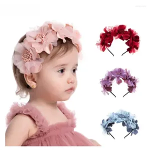 Hair Accessories 1 PC Fabric Flower Hairbands Baby Princess Hoops Headdress Cute Children Hairpin Clips For Girls Kids