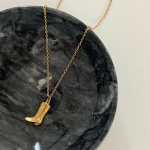 Hänge halsband vintage metall western cowboy stövlar halsband för kvinnor sko kassakedja utsökta lyckliga smycken gåvor grossist