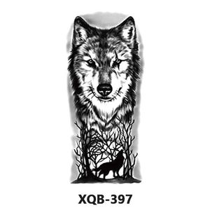 Makeup Full Arm Small Animal Tiger Wolf Flower Tattoo Sticker Half Waterproof Female Hållbar Male Black and White Transfer