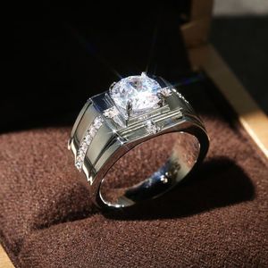 Men Rings for Wedding Engagement Shiny Cubic Zirconia Simple Elegant Design Male Marriage Rings Classic Jewelry271u