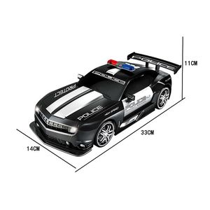 Stor racing Mustang Polisbil, barns trådlösa fjärrstyrda gåva, höghastighetsdrift laddningsbilsmodell