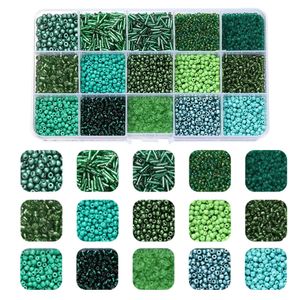 15GRIDS/BOX SMYCKE MAKTID Kit Seed Pärlor Set Glaspärlor Set armband Halsband Ring Making SeedBeads Kit för DIY Art Craft 231229