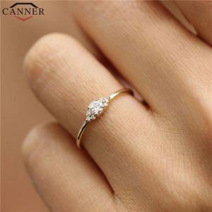 Trendy Thin Gold Silver Color Rings For Women Fashion Gold Zircon Ring Wedding Band Ring Jewelry Drop295x