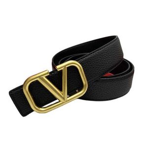 57% Belt Designer New Large V-belt lychee pattern men and women Versatile Warren leather belt with smooth buckle for social youth 3.8CM