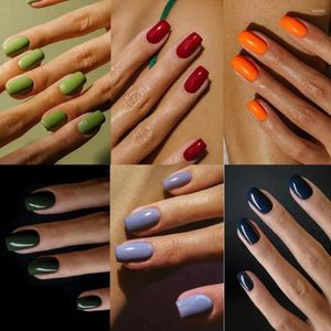 Unhas Falsas 24 pcs Curto Quadrado Francês Cor Pura Falso Nials DIY Manicure Cobertura Completa Dicas de Unhas Destacáveis Pressione em