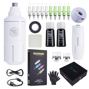 Dragonhawk Serie Mini Pro Rotary Tattoo Maschine Kit Stift Drahtlose Batterie Permanent Make-Up Nadeln Tinte Set Tattoo Liefert 231229