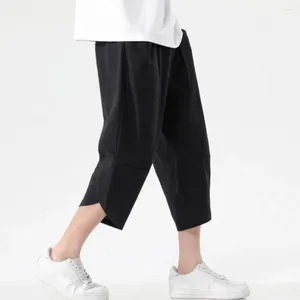 Men's Shorts Men Summer Pants Loose Mid-calf Length Pockets Elastic Waist Keep Cool Deep Crotch Harem Male Trousers Clothes