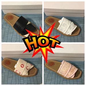 Designer Slides CH Sandles Womens Lady Woody Sandals Fluffy Flat Mule Slide Beige White Pink Lace Canvas Fuzzy Fur Slippers 34-42 Home Shoes