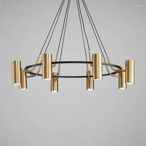 Lustres pós-modernos LED Home Art Vintage Pendurado Pingente Iluminação Sala de Jantar Restaurante Decoração Loft Suspensão de Ouro