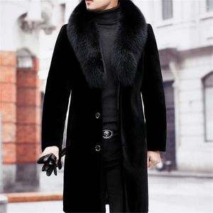 Giacca da uomo in lana autunno e inverno moda imitazione visone più velluto spesso caldo giacca di pelliccia per anziani di mezza età