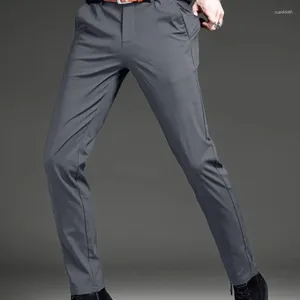 Men's Pants Autumn Winter Solid Button Zippered Pocket Casual Small Foot Suit Trousers Fashion Formal Office Lady Vintage Slim