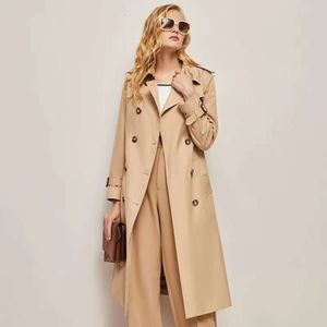 Designer Men's and Women's Long Trench Coat Double Breasted Khaki Coat Black Jacka Windproof Waterproof Trench Coat brittisk stil med full logotyp