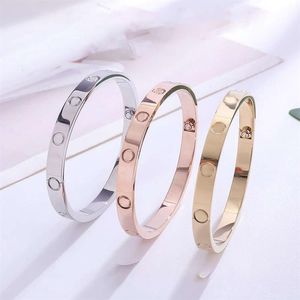 Pulseira de amor com chave de fenda, design clássico de moda, aço titânio, ouro rosa, pulseiras com pedras preciosas, casal masculino feminino jew252h