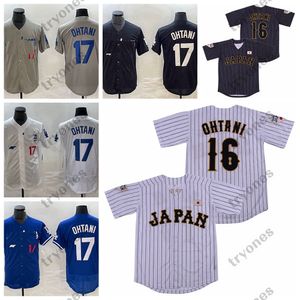 Мужские винтажные бейсбольные майки в тонкую полоску LA Shohei Ohtani 16 Japan Samurai, сшитые # 17, женские и детские
