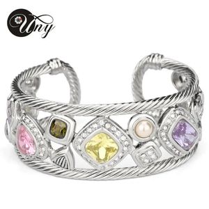 Bangle UNY Armband Vintage Twisted Cable Wire Bangle Antiek Modeontwerper Merk Bangle Multi CZ Valentijn Kerstcadeau Armbanden