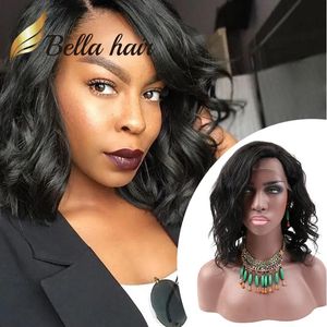 Peruki Pełna koronkowa peruka krótka fala falisty Bob Pre ​​Stucked Virgin Human Hair Przodnie koronkowe peruki dla czarnych kobiet w stylu Naturalny kolor 130% 150%